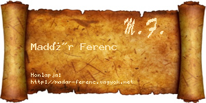 Madár Ferenc névjegykártya