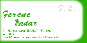 ferenc madar business card